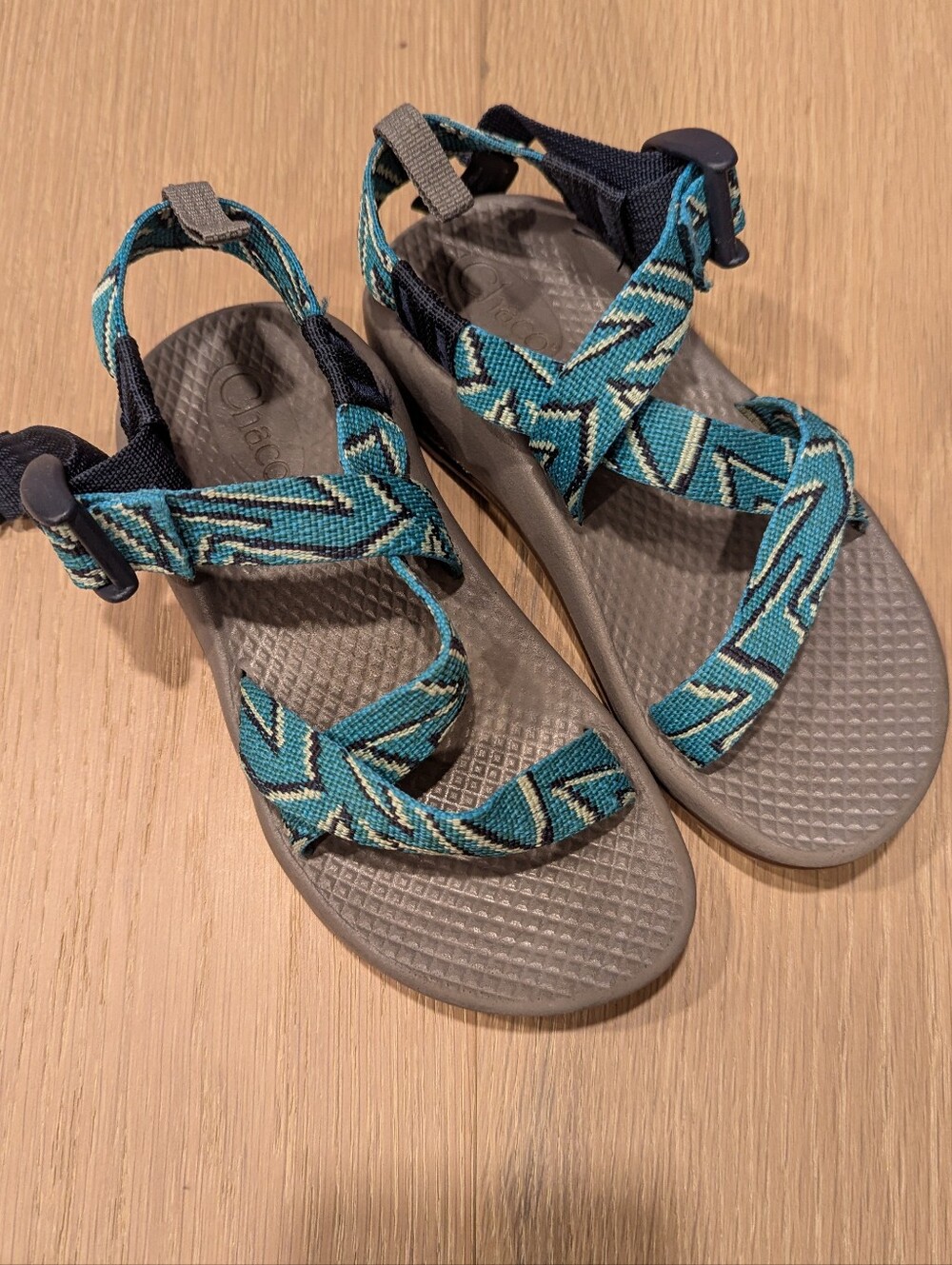 Chaco Kids Teal Patterned Strap Sandals